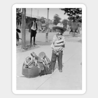 Tiny Cowboy, 1923. Vintage Photo Sticker